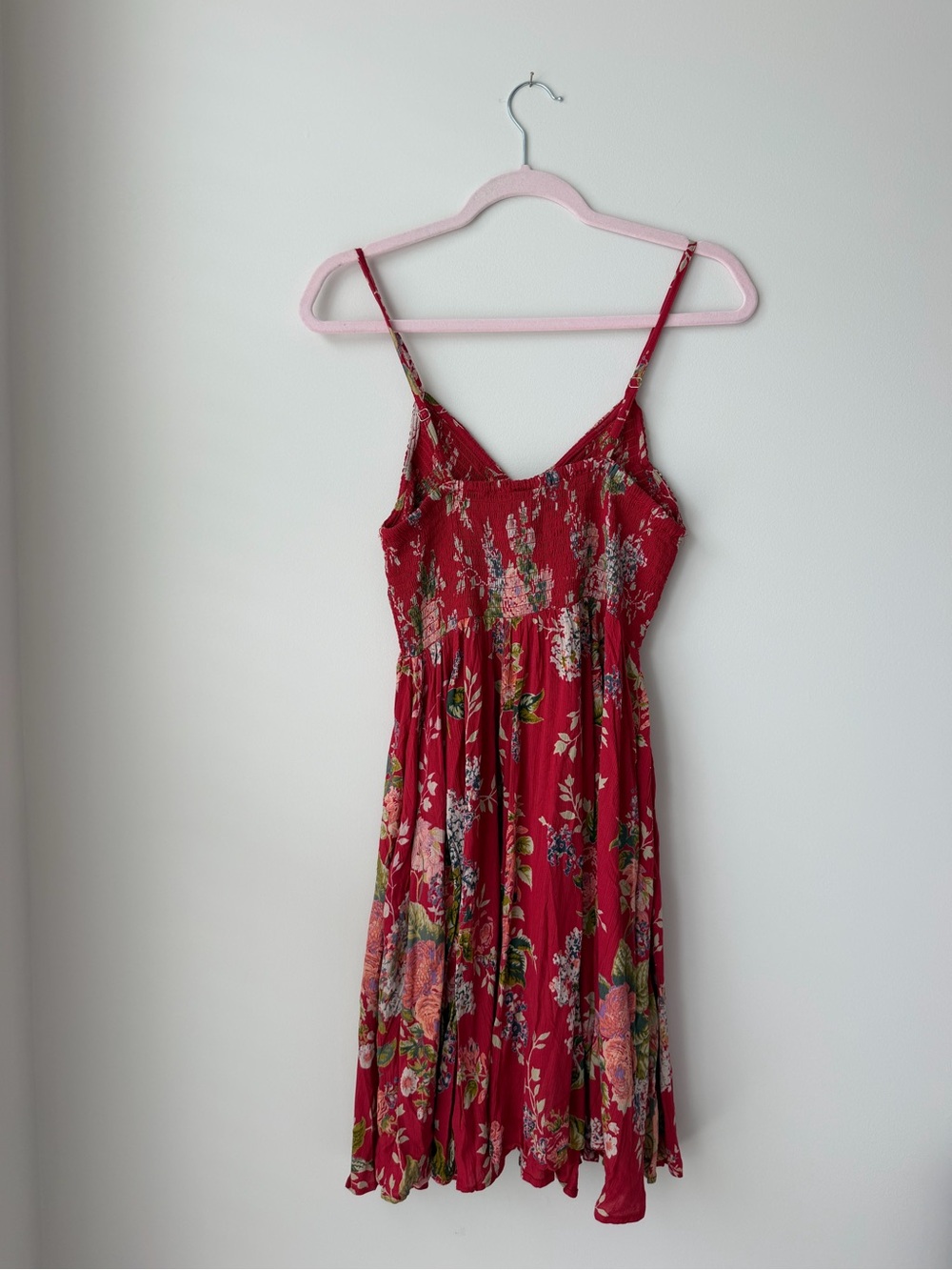 Angie Red Floral Smocked Sundress - Picture 2 of 5